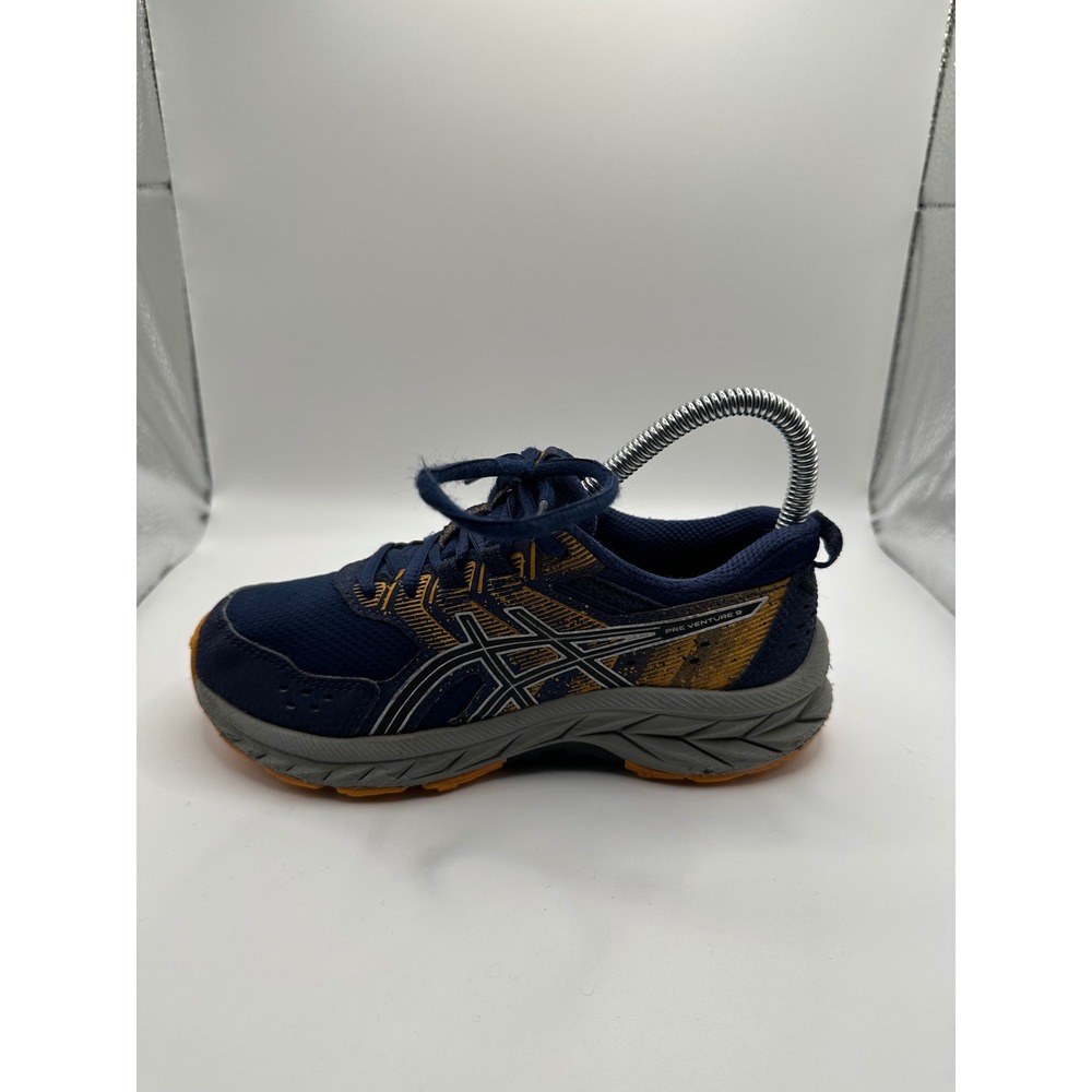 ASICS Pre Venture 9 Kids Size 2 Navy Orange Good Trail Running Shoes 1014A276